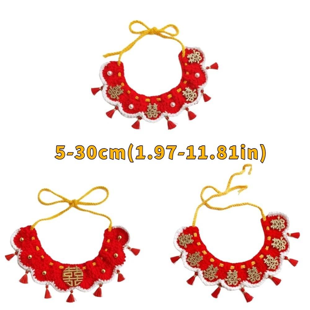 Decorative New Year Pet Collar Lace-up Style Pet Saliva Towel Pet Wedding Items  Take Photos