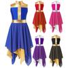 Girls Elegant Praise Dance Dress Sleeveless Chiffon Hem Contrast Color Design Worship Performance Wear