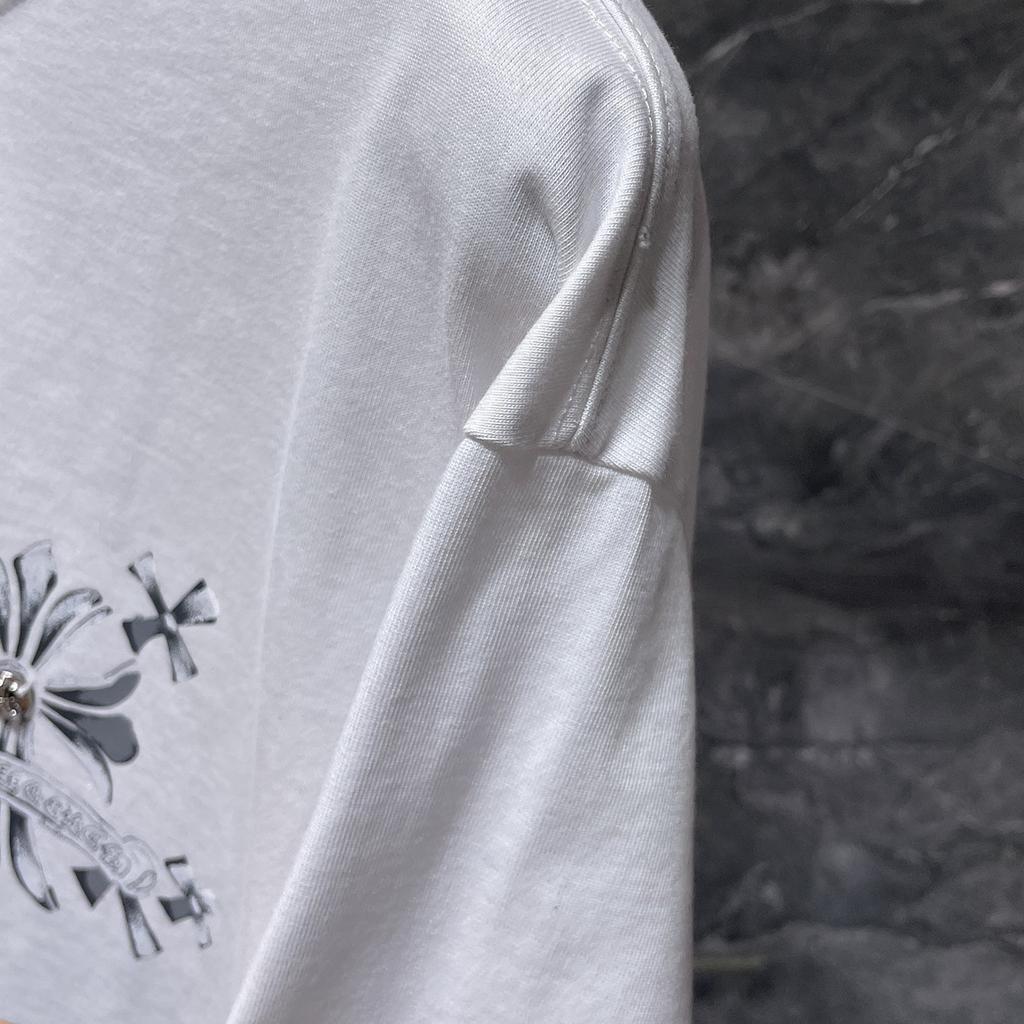 GZ-8931 CHROME HEARTS 2025 Летняя новая высококачественная хлопковая свободная футболка с круглым вырезом большого размера для мужчин и женщин, парная футболка