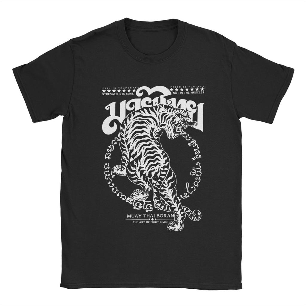 Мужские футболки Muay Thai Sak Yant Tiger Unique 100% Хлопковая футболка с коротким рукавом Боксерские футболки с круглым вырезом Одежда Лето