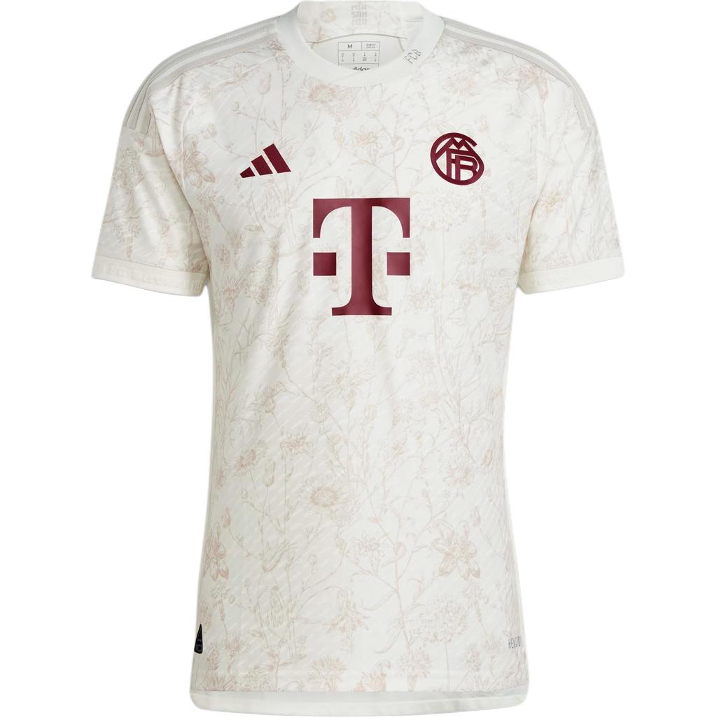adidas ФК Бавария 23/24 Третий трикотаж с цветочным принтом, круглым вырезом и коротким рукавом, футбольная рубашка Player Version, мужские топы на выезде Han-Jade-White IQ4059