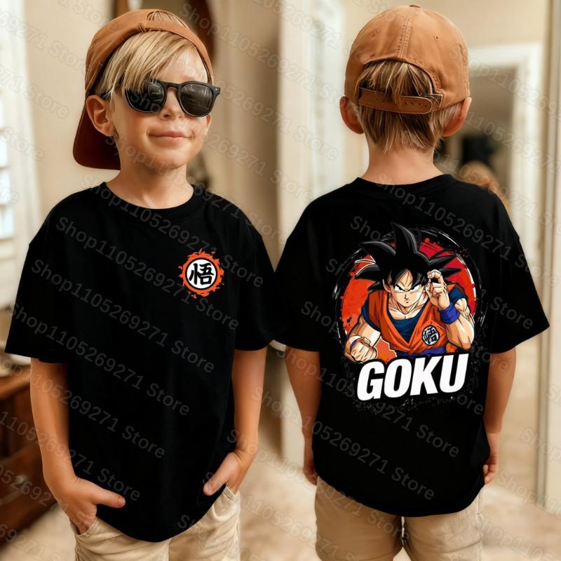 Детская футболка Dragon Ball Сон Гоку Милый Мультяшный Модный Принт Летняя Хлопковая Для Мальчиков и Девочек Свободная С Коротким Рукавом Одежда Подарки