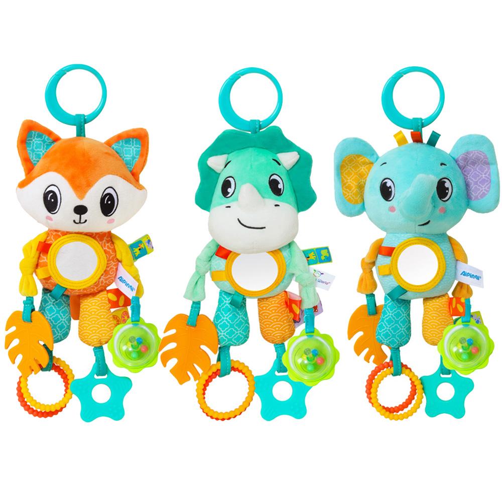 Baby Car Seat Toys Baby Hanging Toys Stroller Crib Gym or CarSeat with Teether Rattle & Tummy Time Mirror Sensory Toys Gifts