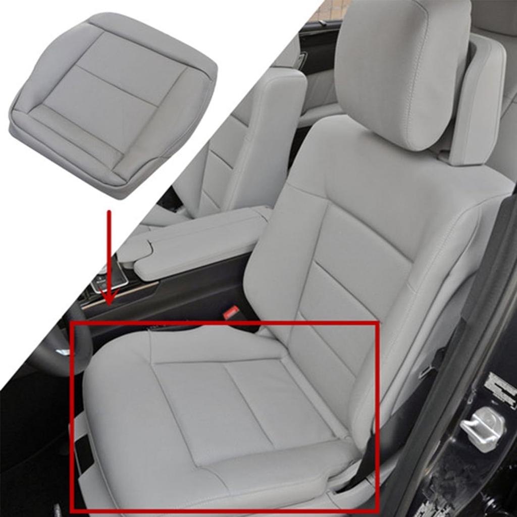 GXARTS Gray Leather Driver Side Bottom Replacement Seat Cover Compatible with Mercedes Benz E200 E250 E300 E350 2010 2011 2012 2013 2014