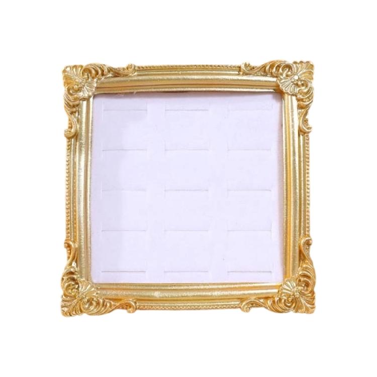 Декоративный золотистый полимерный поднос-витрина для серег, органайзер для ювелирных изделий, фоторамка для бутиковых витрин