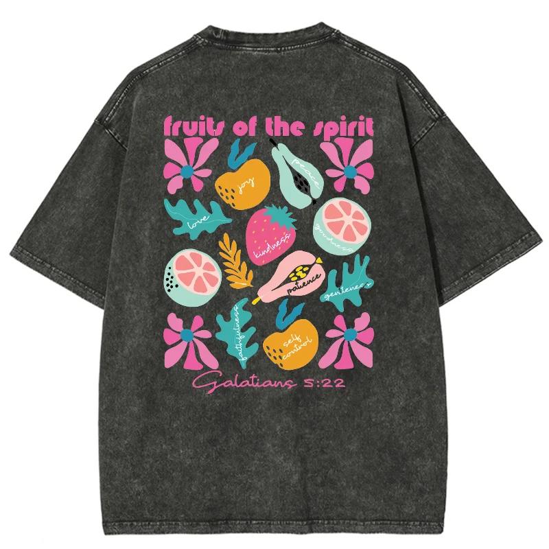 Fruit Pattern Print Washed T-Shirt Cotton Soft O-Neck Clothes T Shirts 2024 Summer Harajuku Casual Loose Tees Shirts