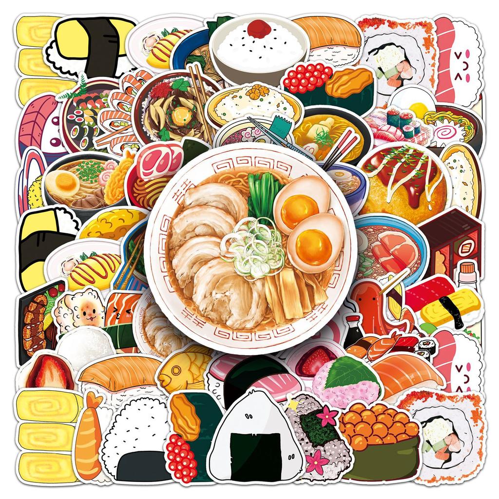 50 Cartoon Japanese Doodle Personality Cute Sushi Creative DIY Skateboard Suitcase Stickers Waterproof