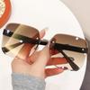 Fashion Gradient Frameless Sunglasses Oversized Square Travel Beach Shades for Women