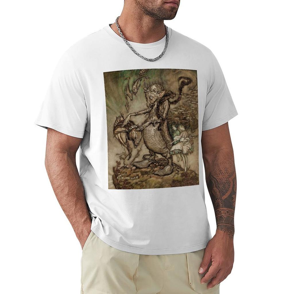 Water Goblin Illustration Arthur Rackham Tshirt Casual Trendy Short Sleeve Tshirt