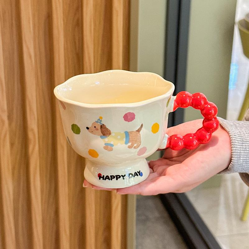 Milk Fufu Sausage Puppy Ceramic Cup Girl Cute Tall Mug for Girlfriend Birthday Gift