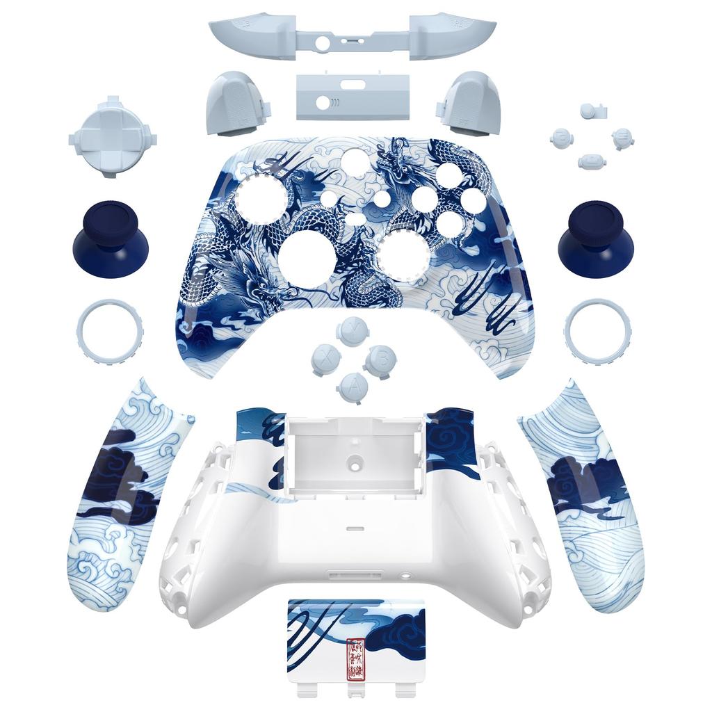 EXtremeRate Полный набор кнопок для Xbox Series X S Замена боковых накладок Грипсы Крышка передней и задней панели для беспроводного контроллера Xbox Core Не &