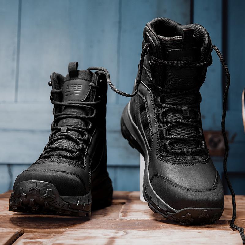 2025 Men's Desert Combat Outdoor Leather Hiking Shoes Men Hunting Work Safty Boots Men's Short ankle boots