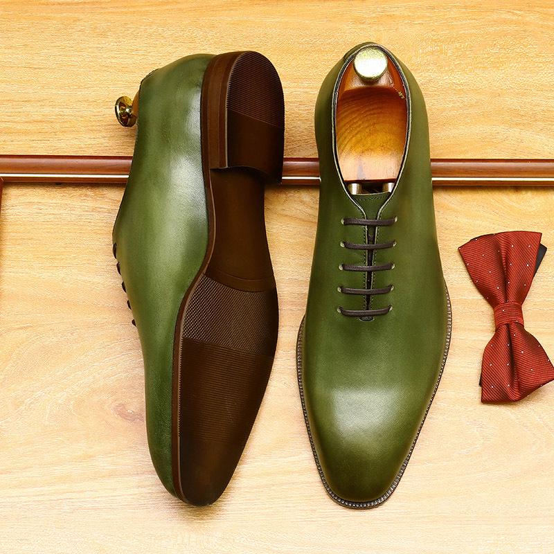 Мужские туфли дерби из натуральной кожи ручной окраски с заостренным носком - Британский формальный стиль