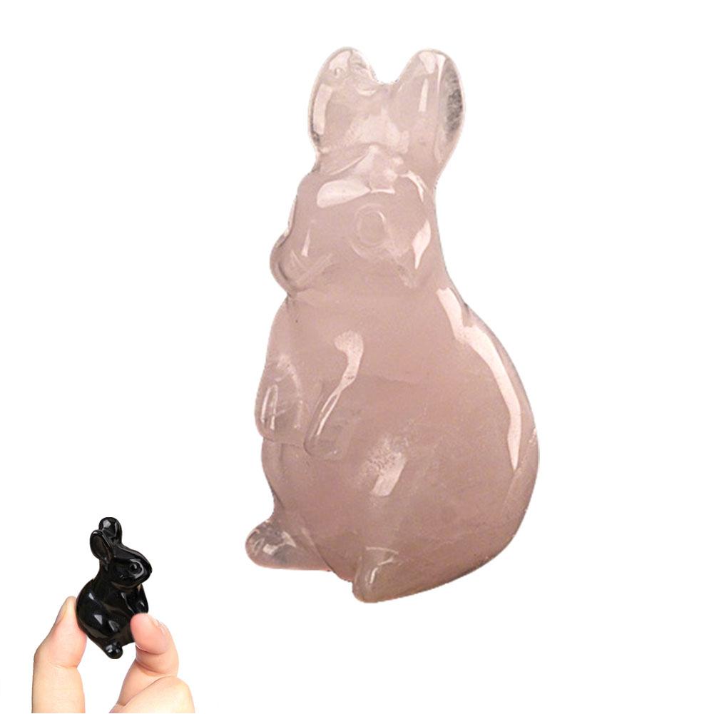 Фигурка кролика, вырезанная из натурального камня, исцеляющий кристалл, аметист, энергетический кварц, статуэтка животного, кролик, вырезанный по чакрам, фигурка животного кролика