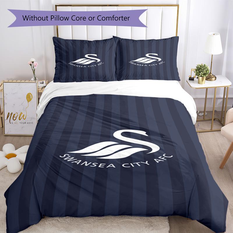 swansea city a.f.c Printed Pattern Duvet Cover Set – includes 1 duvet cover and 2 matching pillowcases Bedroom decor Christmas gifts