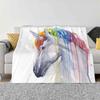 Rainbow Unicorn Watercolor Best Selling Room Household Flannel Blanket Magical Horse Animal Rainbow Unicorn Unicorn Watercolor