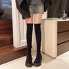 Эластичные сапоги ретро замшевые сапоги осень и зима новые модели но колено тонкие продвинутые тонкие эластичные сапоги увеличенная высота