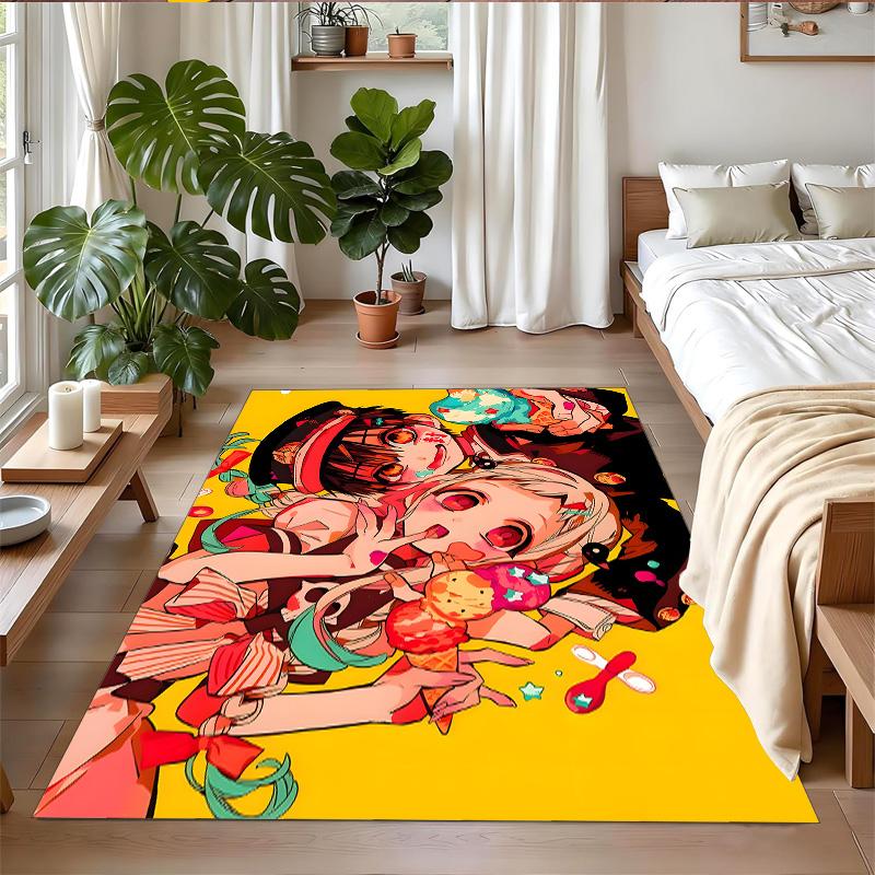 Anti‑Slip Crystal Velvet Floor Rug, Hanako Kun Design Carpet for Indoor Living Bedroom Home Decoration