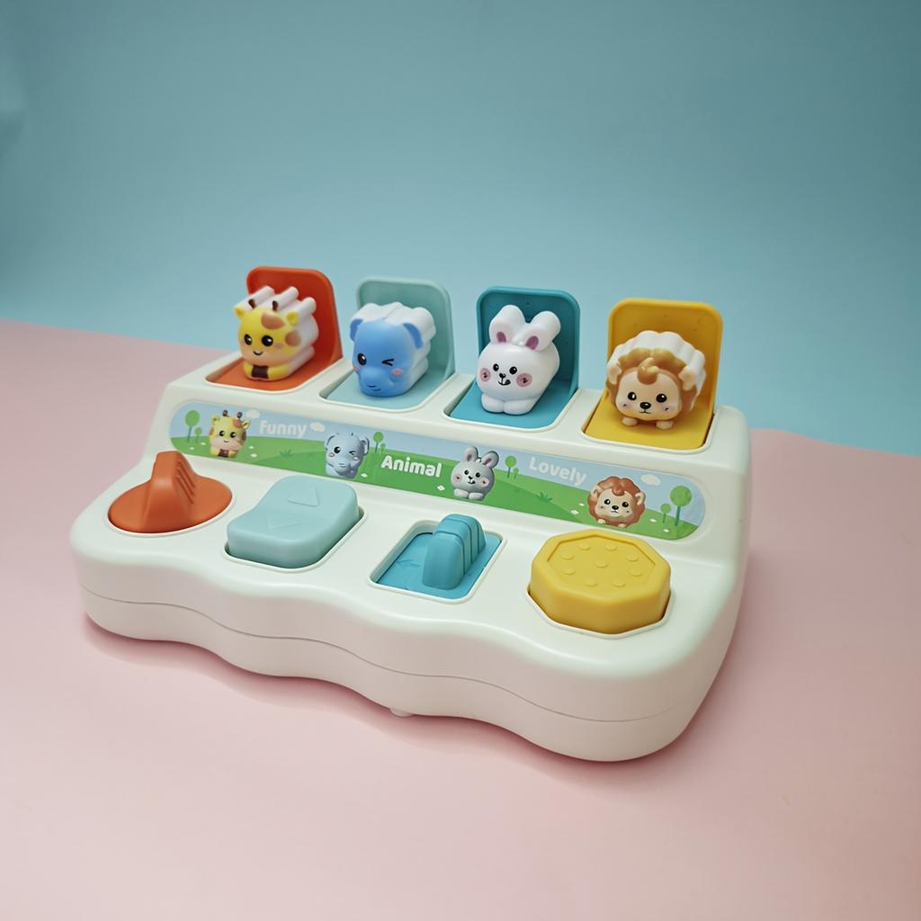 Игрушка Кнопка Прятки Коробка с Животным Объектом Сенсорные Переключатели Обучающая Игрушка для Малышей для Развития Мелкой Моторики Координации Рук и Глаз