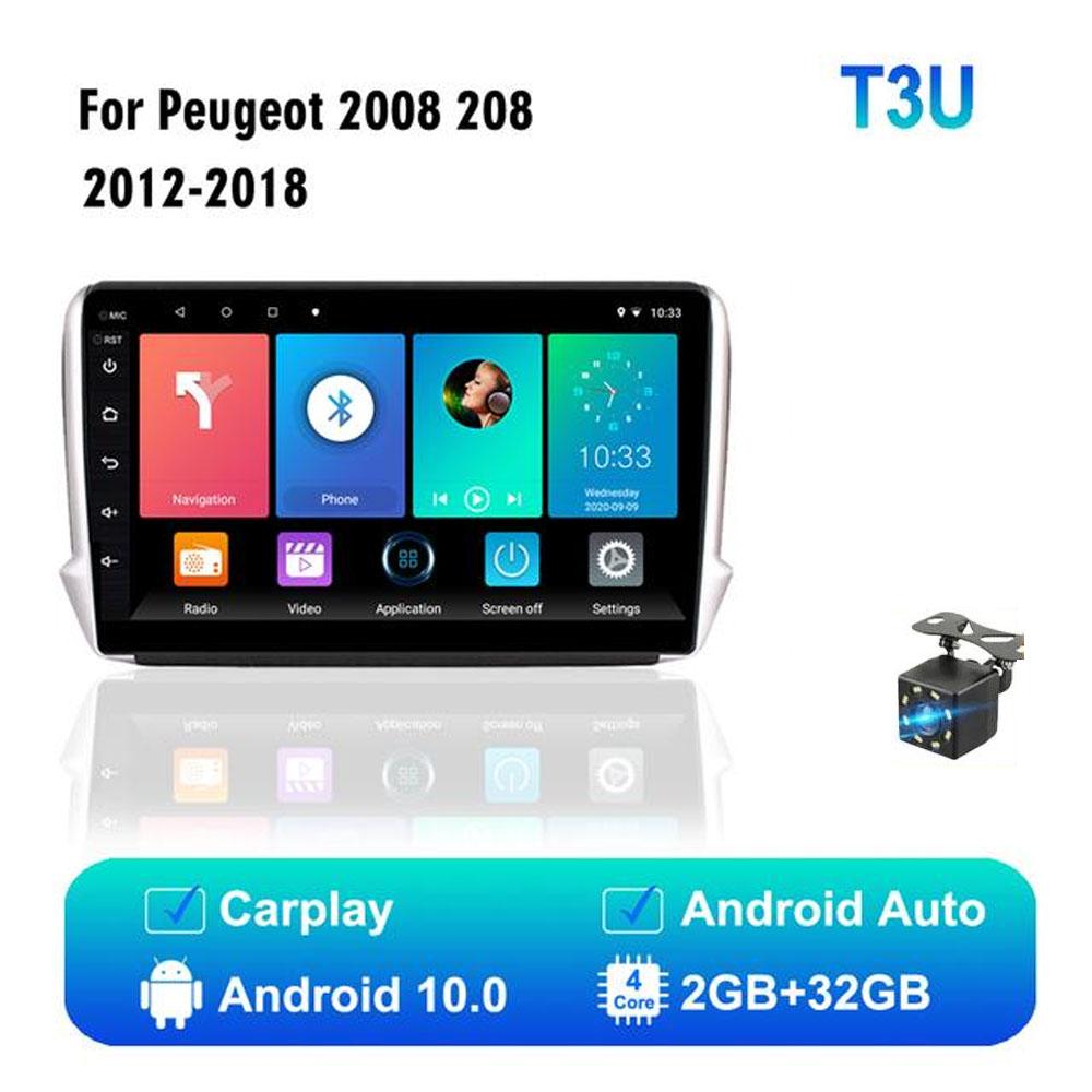 icreative Автомобильное радио 2 Din для Peugeot 2008 208, мультимедийная система 2012-2018, GPS-навигация, Android-авторадио, WIFI, FM Carplay