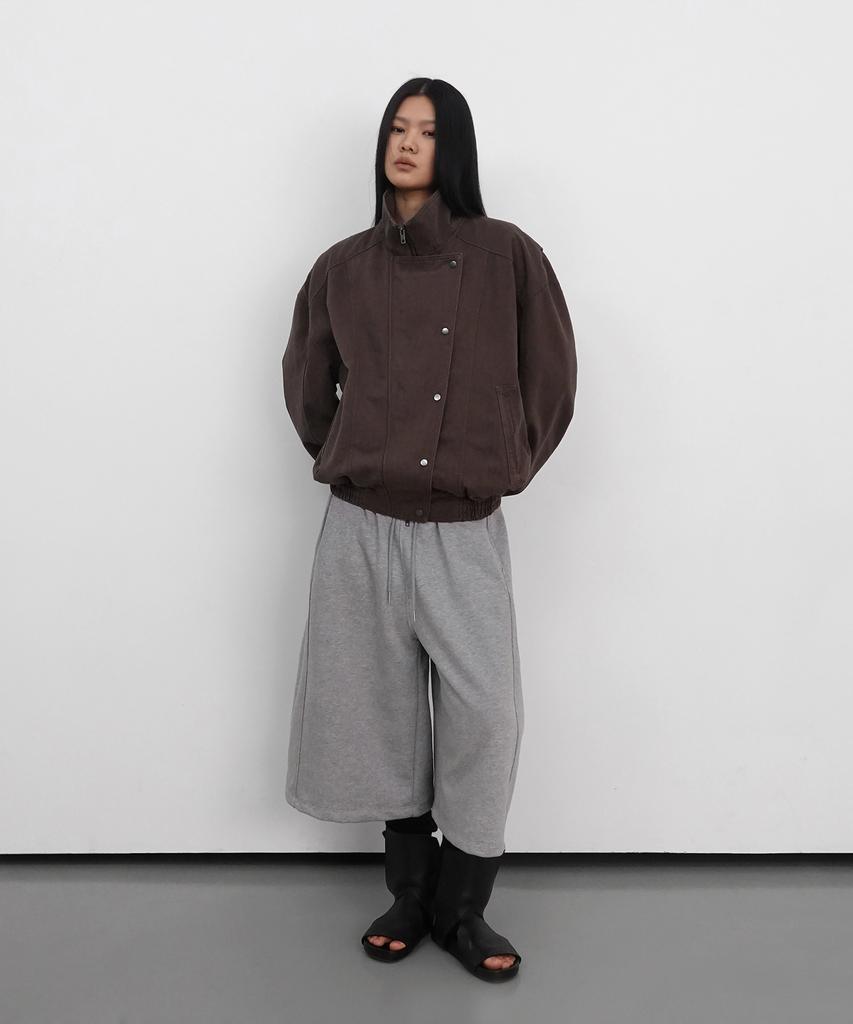 SANDRIC Side Button Cotton Jacket_Brown