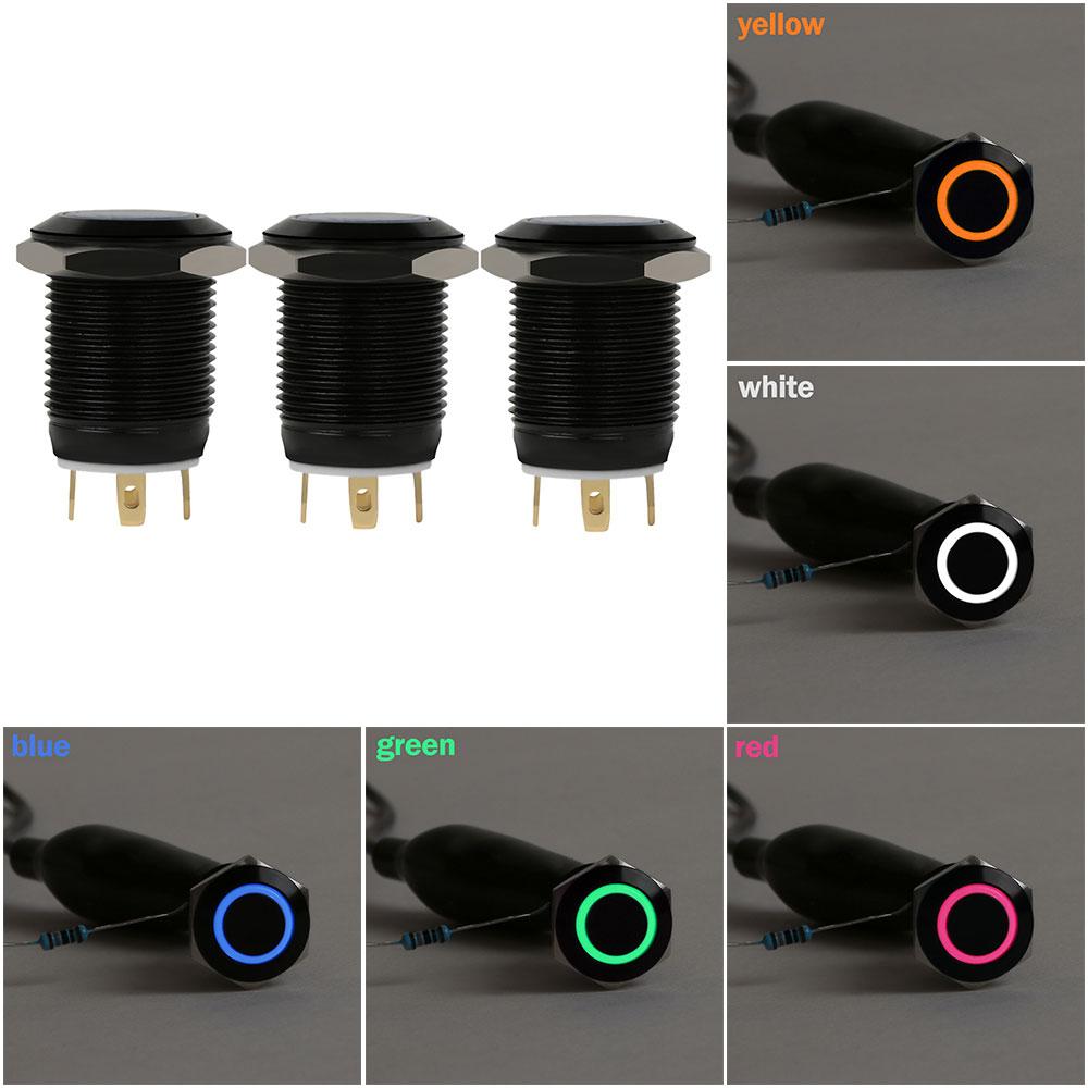 Gadget 12V 4Pin Metal Aluminum 12mm Push Button LED Power Momentary Switch Car Latch