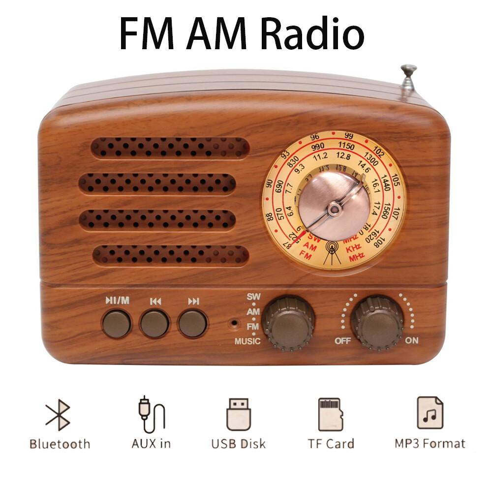 Ретро Настольный FM AM Радиоприемник Перезаряжаемый MP3 Стерео Bluetooth Динамик