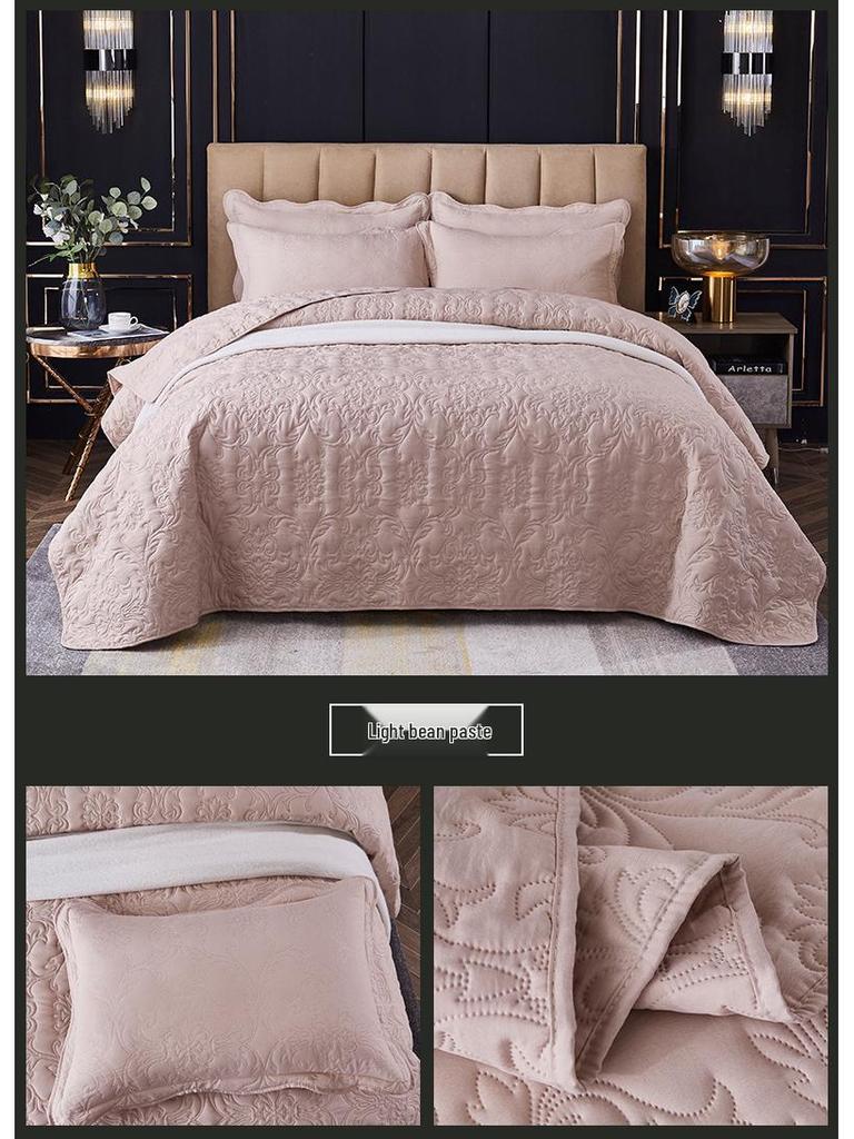 Стираемое стеганое хлопковое покрывало 3 предмета с дизайном, наполненным хлопком