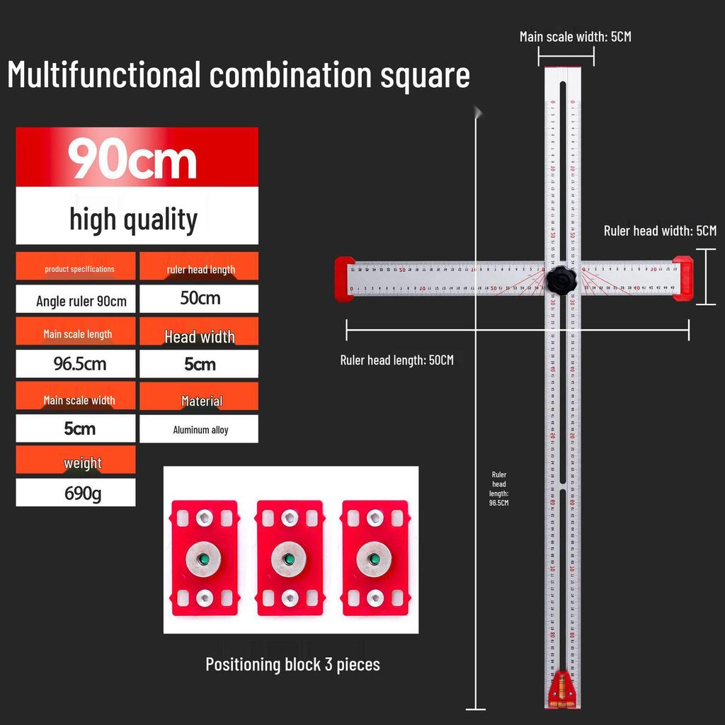 Adjustable Multifunctional T-Square with Hole Punching Locator
