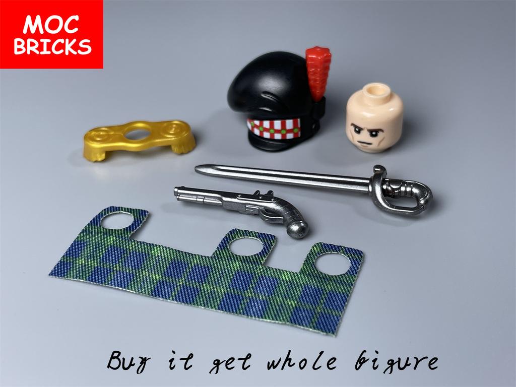 MOC Блоки Командир Батальона Наполеоновские Войны Фигурка Строительные Кирпичики Армейский Меч Пистолет Военное Оружие Аксессуары Детская Игрушка