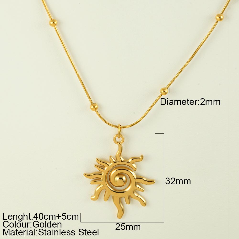 Stainless Steel Pendant Necklace for Women Spring Buckle Chain Sun Pendants Women's Stainless Steel Zircon Birthday Gift Trend