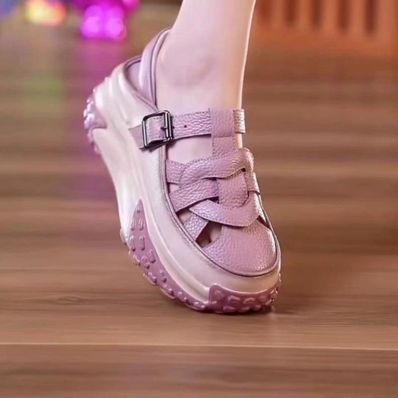 Туфли с толстой подошвой и антизапахом для пап, дышащая повседневная обувь, новые универсальные сандалии с вырезами для женщин