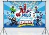 Cartoon Spider-Man and his amazing friends Photography Backdrop Custom Name Children's Birthday Party Decoration Backgro 516