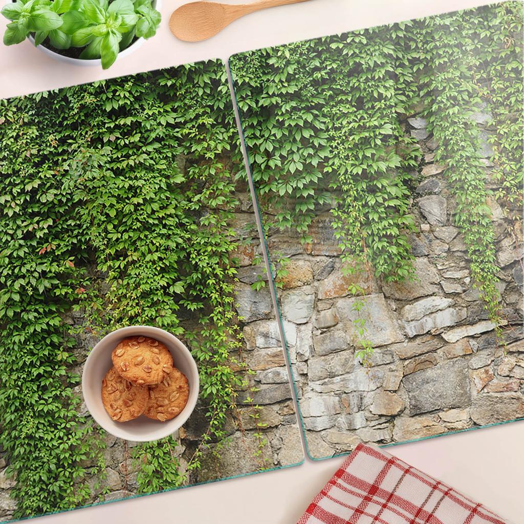 Glass Kitchen Chopping Boards with Green Ivy Graphics 2x40x52 cm