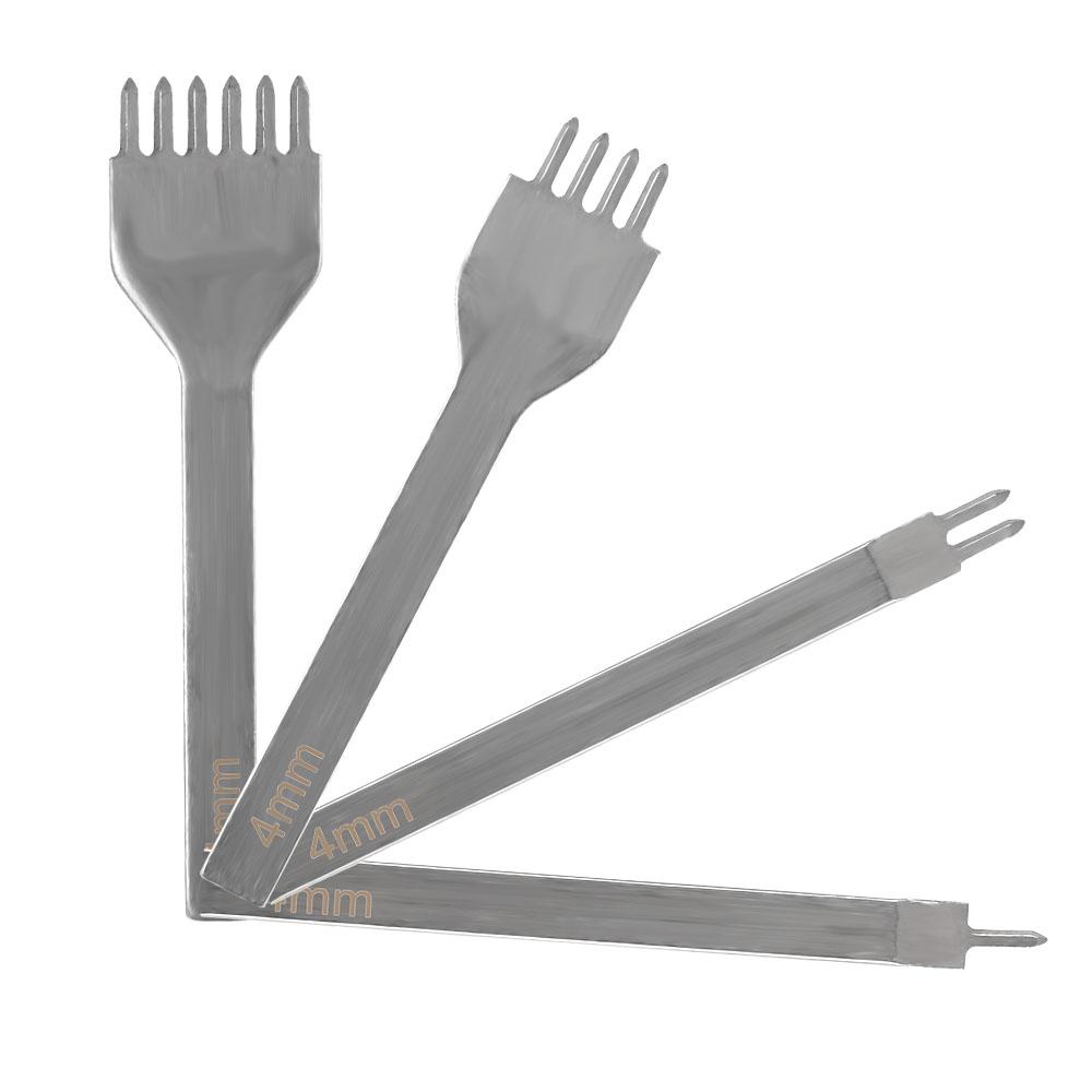 4pcss Hand Piercing Stitching Punching Tool Leather Row Hole Tool DIY Leather Craft Tools Holes Fork Row Hole Punch