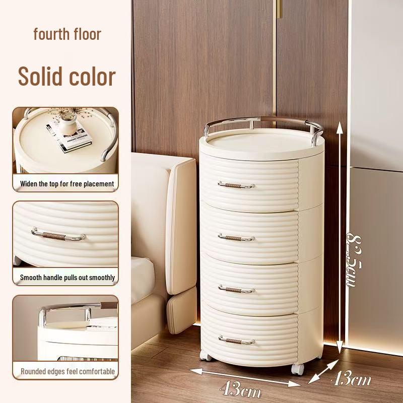 Круглый шкаф для хранения с полками и ящиками