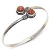 Красный Солнечный Камень Ручной Работы Серебро 925 пробы Кафф-Браслет Регулируемый s0r68