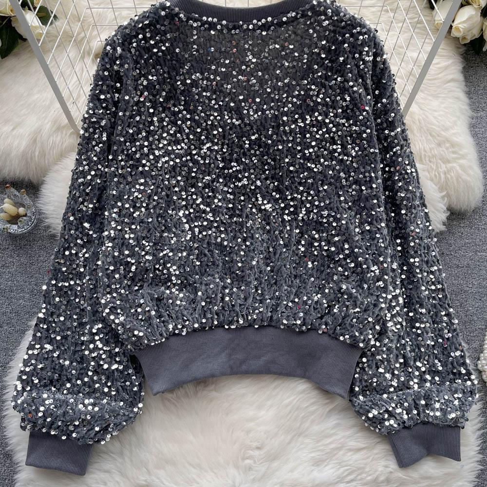 Осенне-зимний новый дизайн Sense с тяжелыми пайетками Magnanimous Fashion Light Luxury Senior Sense Sweater