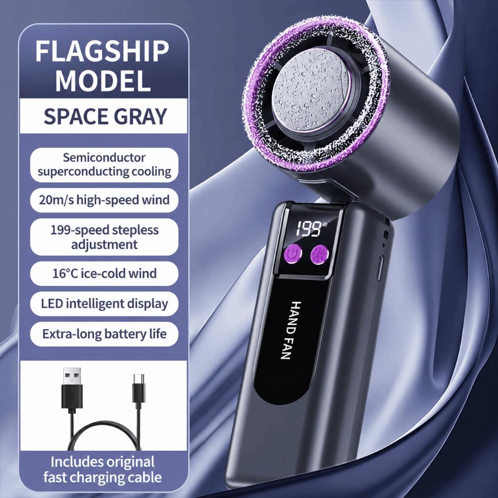 199-speed High-speed Handheld Fan Digital Display Air Conditioner Fan New Portable Fan Outdoor