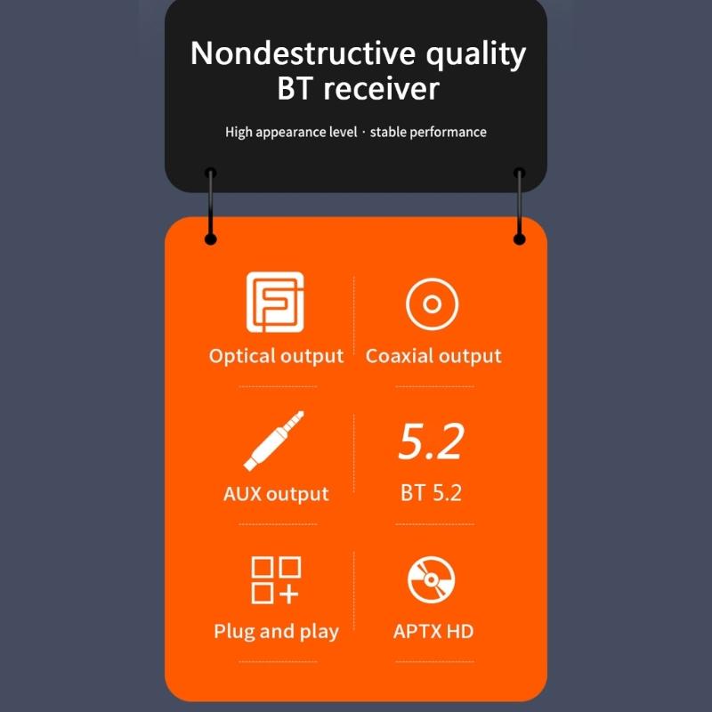D300 Alloy Wireless Audio Adapter Bluetooth-compatible5.2 Audio Receiver Support Coaxial/Aux Audio /Optical Fiber Output