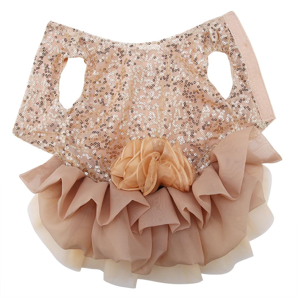 Summer Pet Cloth Small Dog Dress Puppy Sequined Princess Bubble Skirt Wedding Costume (Gold M)