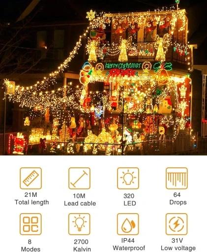 Kurtyna Świetlna Lampki 320Led Girlanda Ip44 21M