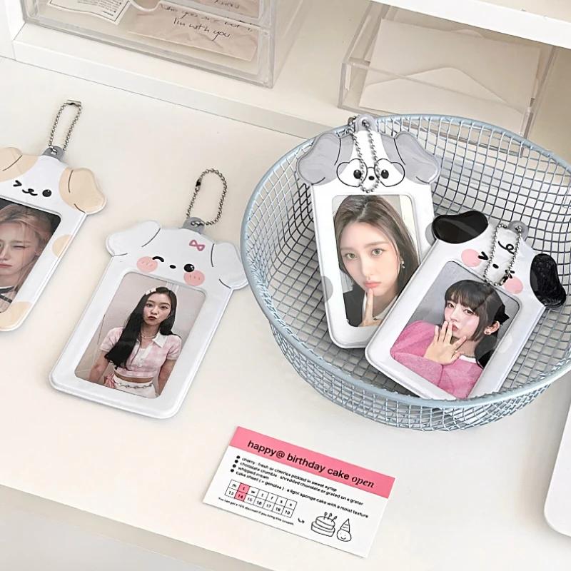 1PCS 3 Inch Photocard Card Holder Case Kawaii Kpop Photo Card Holder Keychain Ins Protector Photo Sleeves Bus Card Case Bags