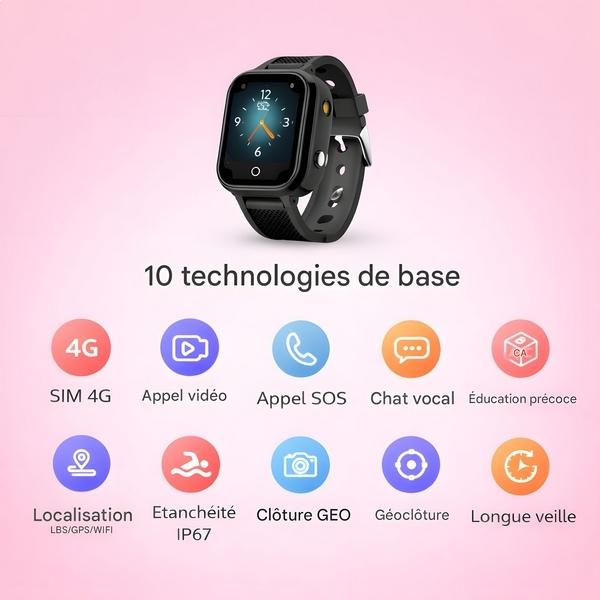 Montre connectée enfant 4G GPS WiFi appel vidéo SOS