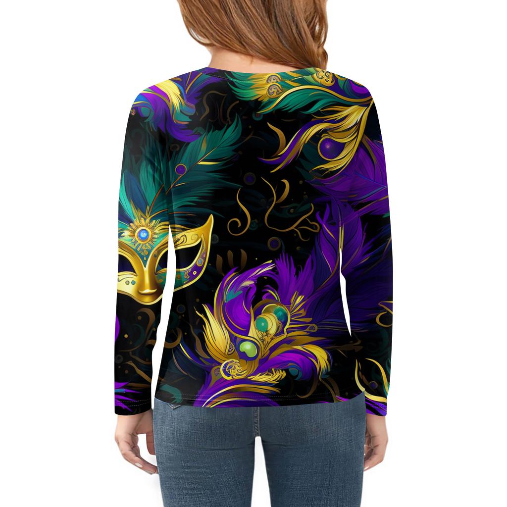 Футболки с длинным рукавом для девочек, детские осенние топы, с круглым вырезом, с принтом, базовые футболки