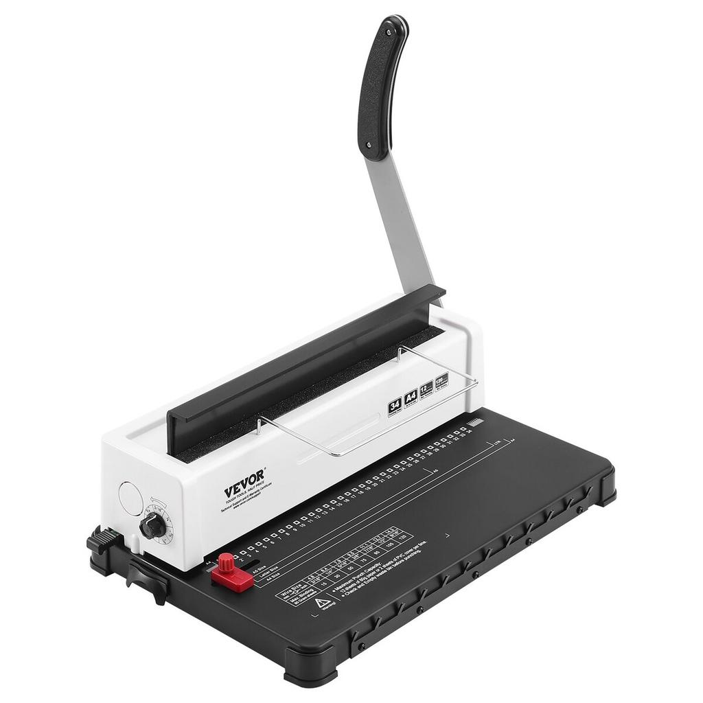 Coil Spiral Binding Machine, Manual Book Maker 34-Holes Binding 120 Sheets, Punch Binder Adjustable 3/16" - 9/16" Coil Binding Spines, for Letter
