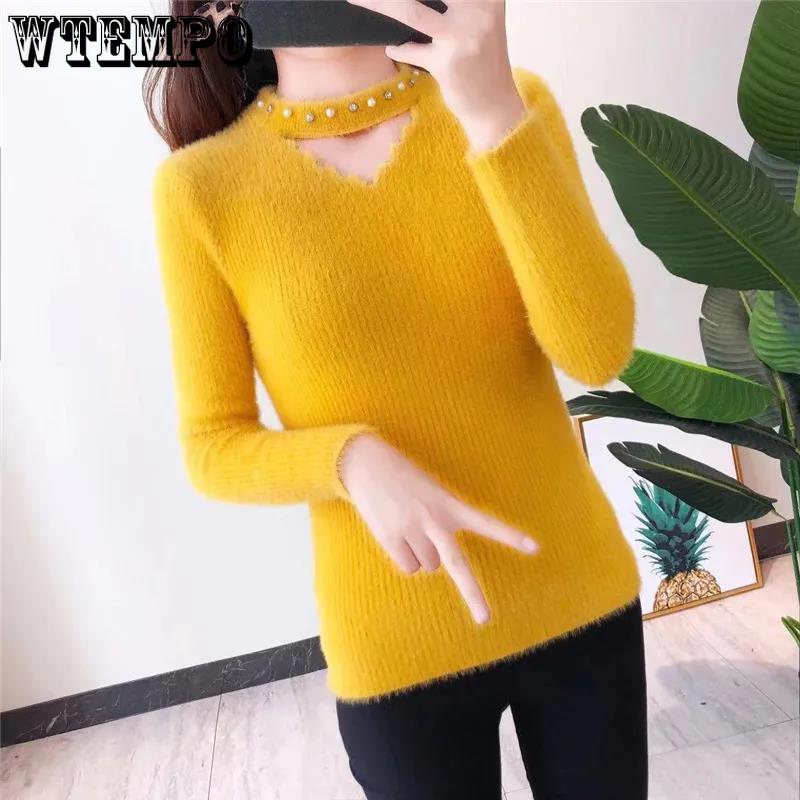 Hollow Out Slim Sweaters Women's Knitted Pullovers Long Sleeve Bottoming Shirts Harajuku Commute Autumn Winter Sweaters