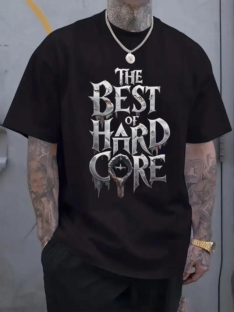 "The Best of Hardcore" Graphic Tee - Casual Crew Neck Short Sleeve T-shirt with Unique Print Design