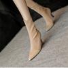 Женские эластичные сапоги-носки на тонком каблуке, модные, элегантные, с острым носком, короткие, осенние, женские, вечерние, стриптизершные туфли