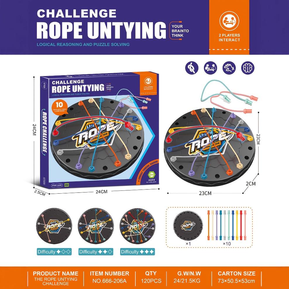 «Испытание по распутыванию веревки» — это настольная игра на логику, разработанная для детей, направленная на улучшение концентрации и идеально подходящая для занятий родителей с детьми.
